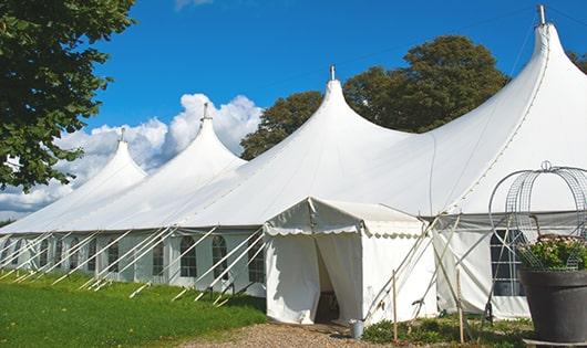 multiple portable toilets for large-scale outdoor events, ensuring availability for all guests in River Ridge